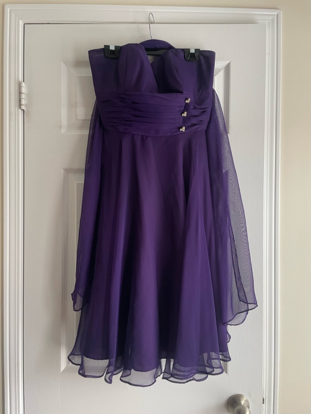 Mori Lee Purple Strapless Chiffon Party Dress